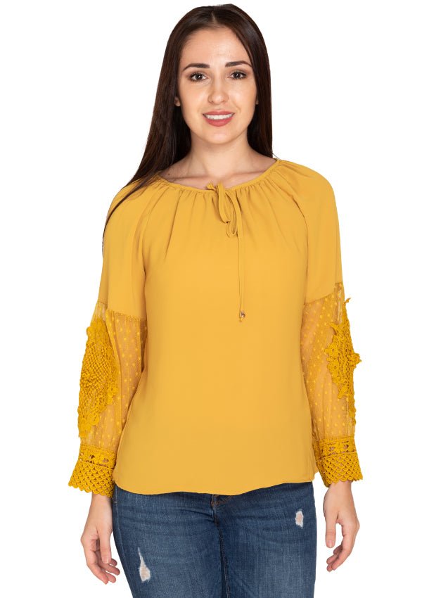 URBAN TOUCH YELLOW EMBROIDED TOP