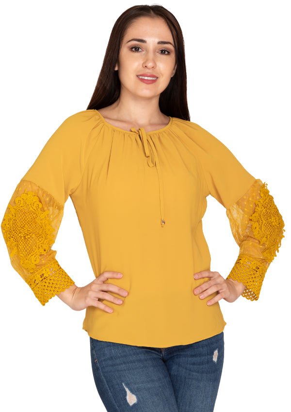 URBAN TOUCH YELLOW EMBROIDED TOP