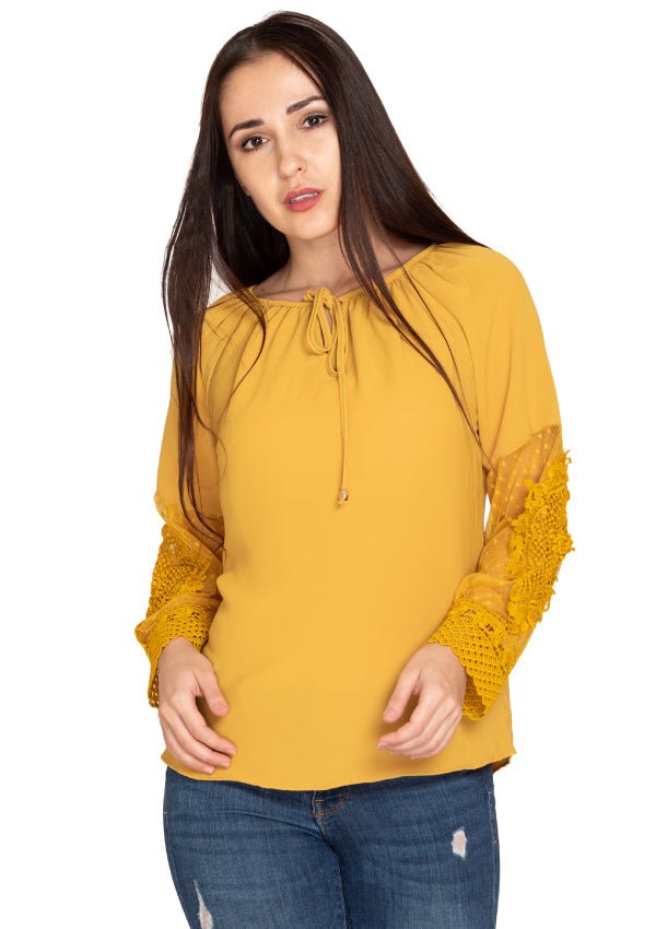 URBAN TOUCH YELLOW EMBROIDED TOP
