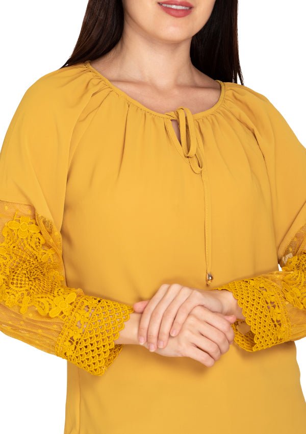 URBAN TOUCH YELLOW EMBROIDED TOP
