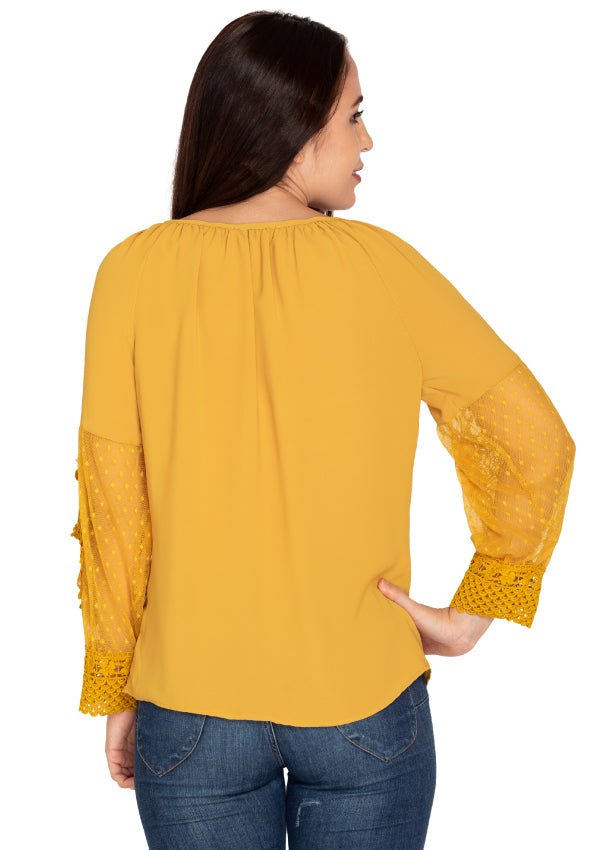 URBAN TOUCH YELLOW EMBROIDED TOP