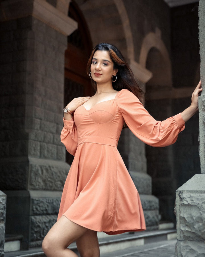 Orange waist short dress
