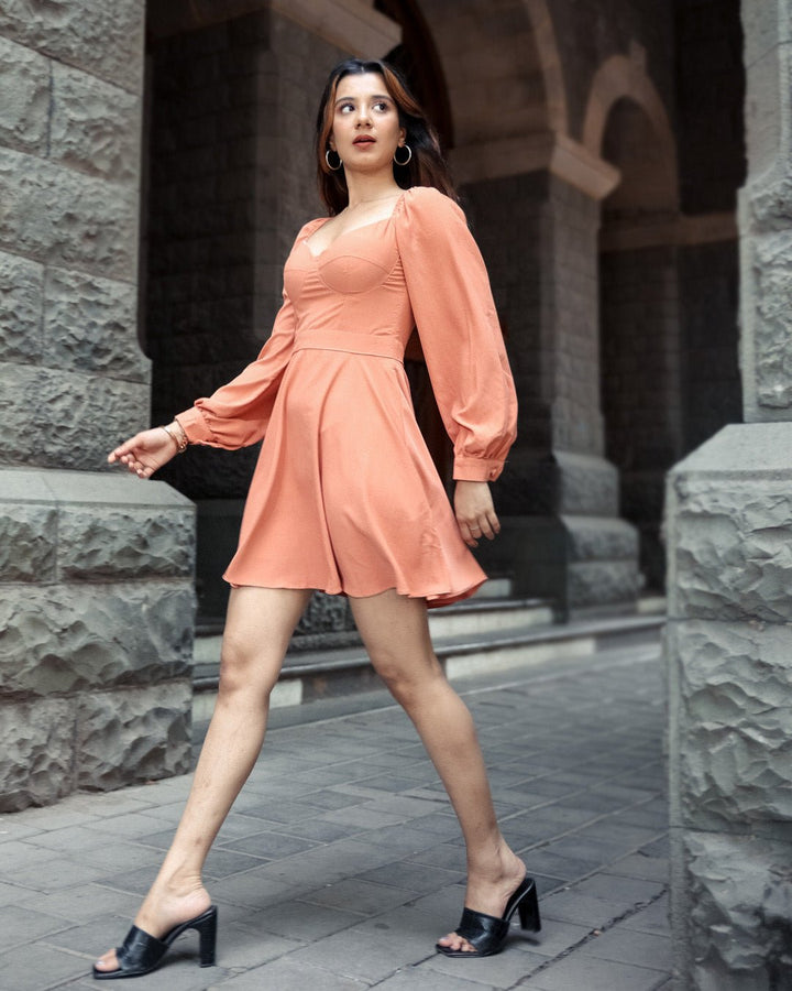 Orange waist short dress