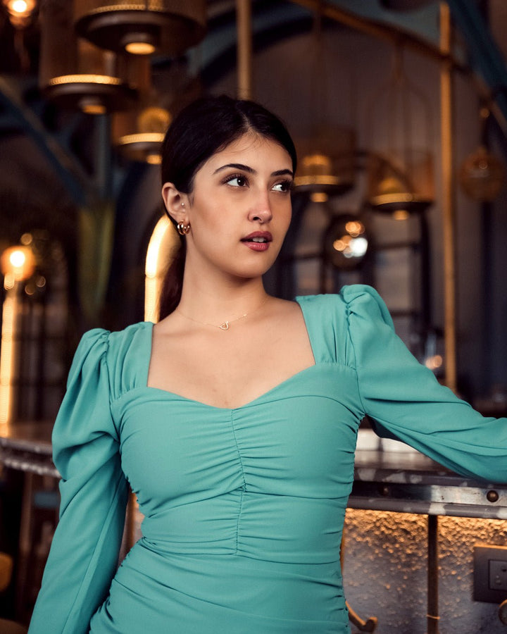 RUSHED BLUE DRESS