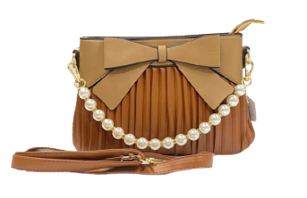Bow style brown handbag