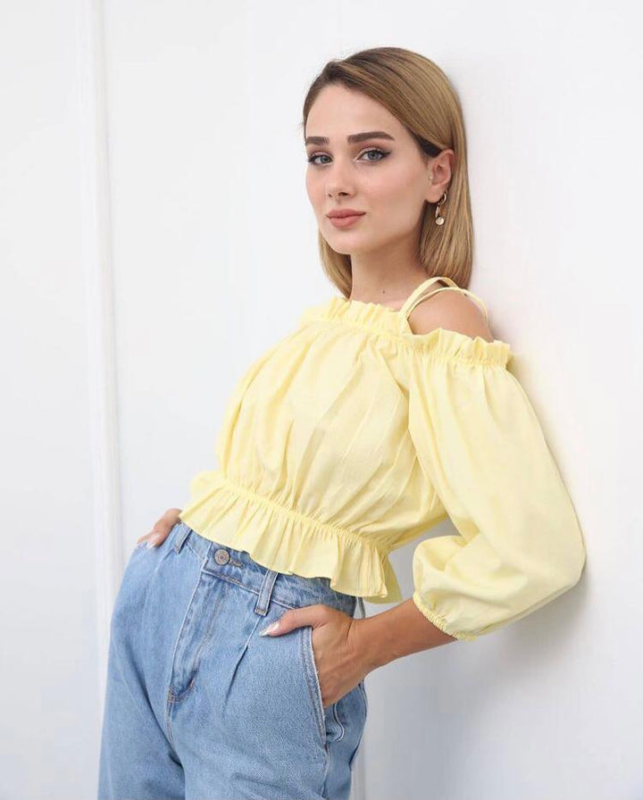 YELLOW STRAP CROP TOP